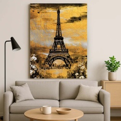 Tablou Canvas - Golden Eiffel Tower - Img 3