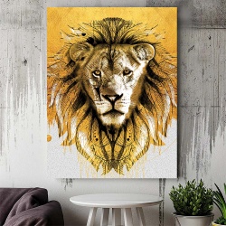 Tablou Canvas - Golden Tribal Lion - Img 3