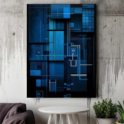 Tablou Canvas Modern Abstract - 3D Dark blue geometry - Img 3