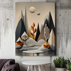 Tablou Canvas Modern Abstract - 3D Lanscape with clay trees - Img 3