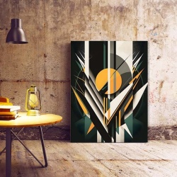 Tablou Canvas Modern Abstract - 3D Sun above a field of spikes - Img 3