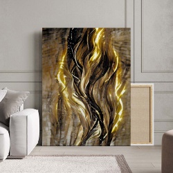 Tablou Canvas Modern Abstract - Abstract golden flames - Img 3
