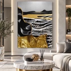 Tablou Canvas Modern Abstract - Abstract white and golden waves