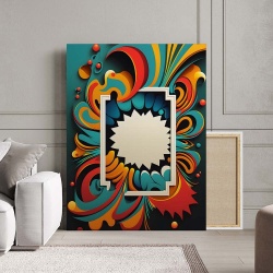 Tablou Canvas Modern Abstract - Colorful splash and white frame - Img 2