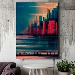 Tablou Canvas Modern Abstract - Oras stilizat la apus - Img 2
