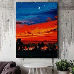 Tablou Canvas Modern Abstract - Small city at dawn - Img 3