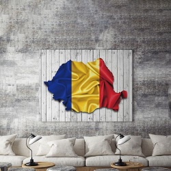 Tablou Canvas Romania Steag Si Contur - Img 3