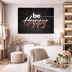 Tablou Motivational - Be happy (bronze)