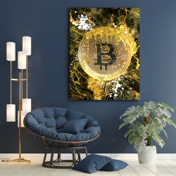 Tablou Motivational - Bitcoin (golden marble splash) - Img 2