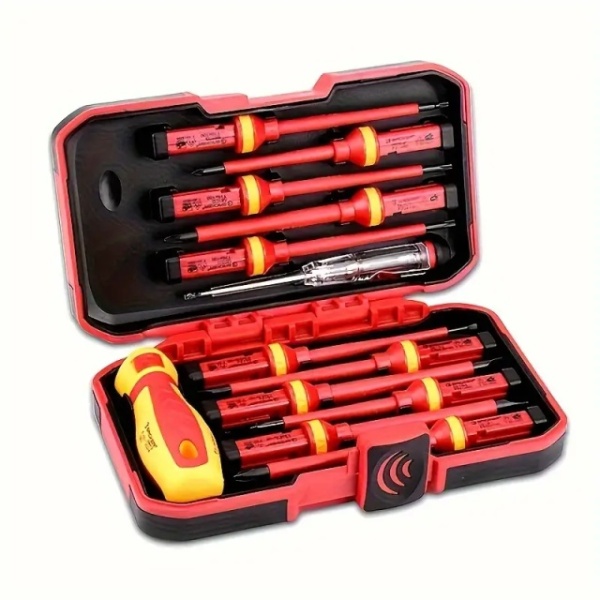 ALWORKKIT set od 13 delova izolovanih šrafcigera odvijača sa zaštitom od 1000V, magnetnim vrhovima i ergonomskim drškama sa glinericom - Industrijski standard kvaliteta za električare - Img 2