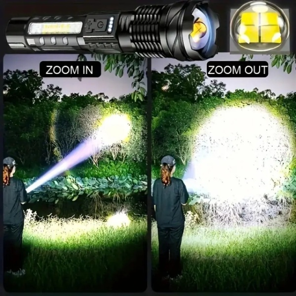 Ultra snažna LED taktička baterijska lampa sa punjivom baterijom od 2600mAh, sa podesivim fokusom i sa 7 načina rada - Img 2
