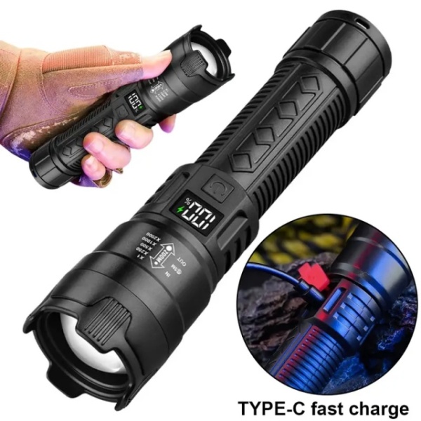 Ultra snažna LED taktička baterijska lampa sa punjivom baterijom od 1200mAh i dometom od 100m - Img 4