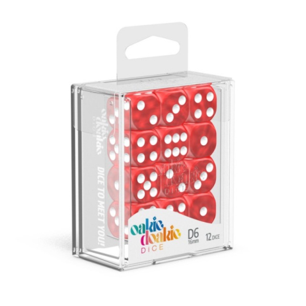 Kockice Oakie Doakie Dice D6 Marble RED 16mm (6 komada, Profesionalne Kockice Za Društvene Igre) - Img 2