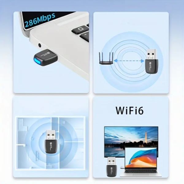 Brzi i minijaturni USB AX286M WiFi6 2.4GHz Adapter 286Mbps za Laptop i Desktop računare - Img 4