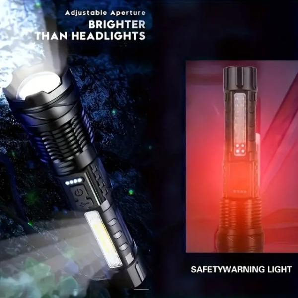 Ultra snažna LED taktička baterijska lampa sa punjivom baterijom od 2600mAh, sa podesivim fokusom i sa 7 načina rada - Img 6
