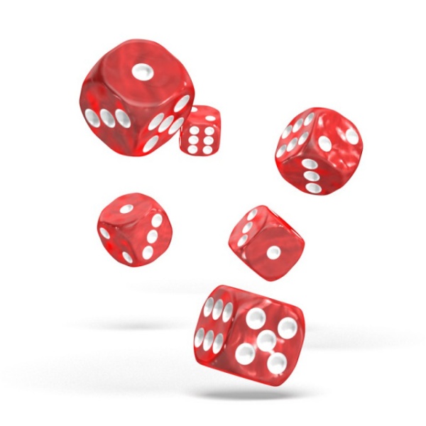 Kockice Oakie Doakie Dice D6 Marble RED 16mm (12 komada, Profesionalne Kockice Za Društvene Igre) - Img 2