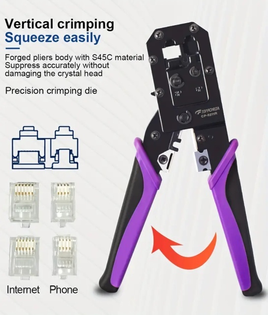 TOPFORZA CP-3211R specijalni alat za krimpovanje RJ45/RJ11 mrežnih kablova industrijskog kvaliteta - Img 2