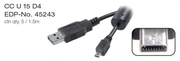 Vivanco High-Grade USB 2.0 to USB Mini B 8-pin Connection Cable for Digital Cameras 1.5m - Img 2