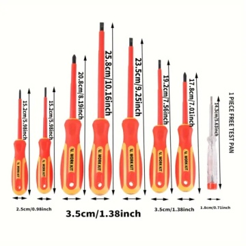 ALWORKKIT set od 7+1 izolovanih šrafcigera odvijača sa zaštitom od 1000V, magnetnim vrhovima i ergonomskim drškama sa glinericom - Industrijski standard kvaliteta za električare - Img 2