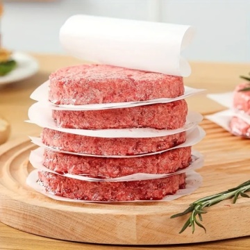 100 komada silikonskih okruglih nelepljivih papirića za postavljanje između pljeskavica, burgera i drugih vrsta mesa prečnika 12cm - Img 6