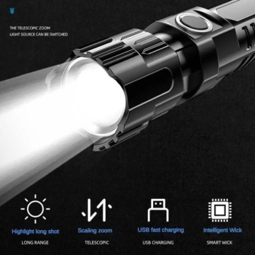 Ultra snažna LED taktička baterijska lampa sa punjivom baterijom od 1200mAh i dometom od 100m za kampovanje - Img 8
