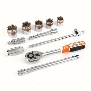 KING TOOLS Profesionalni set od 24 dela sa 1/2 račnom, nastavcima i šestougaonim nasadnim ključevima od kaljenog Hrom-Vanadijum čelika industrijskog kvaliteta u metalnom koferu - Img 3