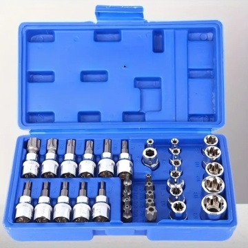 Profesionalni set od 34 komada Torx i E-Torx zvezdastih nastavaka od Hrom-Vanadijum čelika industrijskog kvaliteta - Img 6