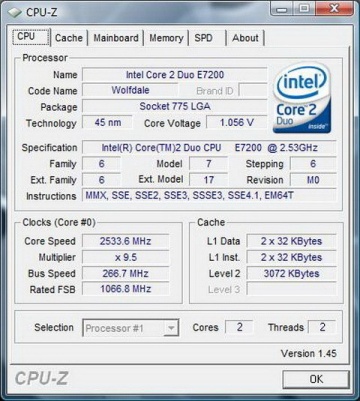 Intel Core™2 Duo E7200 2.53GHz 3MB LGA775