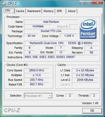 Intel Pentium Dual-Core E5300 2.6GHz 2MB LGA775