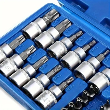 Profesionalni set od 34 komada Torx i E-Torx zvezdastih nastavaka od Hrom-Vanadijum čelika industrijskog kvaliteta - Img 7