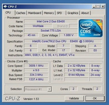 Intel Core™2 Duo E8400 3.0GHz 6MB LGA775
