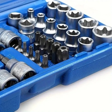 Profesionalni set od 34 komada Torx i E-Torx zvezdastih nastavaka od Hrom-Vanadijum čelika industrijskog kvaliteta - Img 8