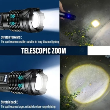 Ultra snažna LED taktička baterijska lampa sa punjivom baterijom od 2600mAh, sa podesivim fokusom i sa 7 načina rada - Img 8