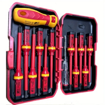 ALWORKKIT set od 13 delova izolovanih šrafcigera odvijača sa zaštitom od 1000V, magnetnim vrhovima i ergonomskim drškama sa glinericom - Industrijski standard kvaliteta za električare - Img 8