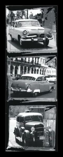 Crno bele slike starih automobila, dve uramljene slike 40x80cm svaka - Img 4