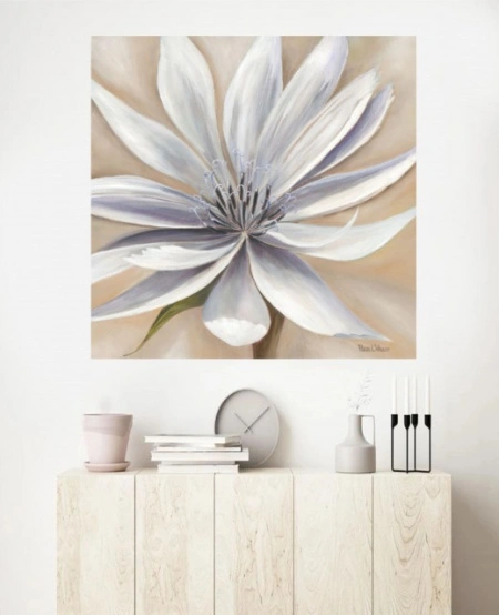 White flower 1, uramljena slika dimenzije 70x70cm - Img 2