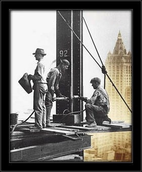 Workers break, framed picture