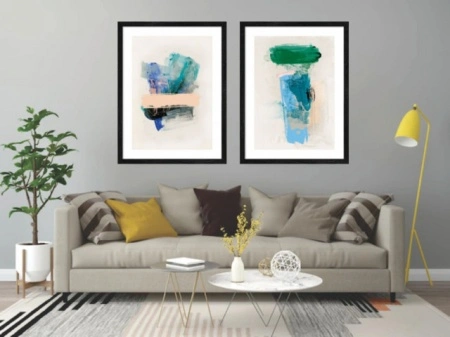 Art abstract, dve uramljene slike 30x40cm i 40x50cm svaka - Img 2