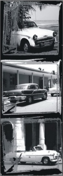 Crno bele slike starih automobila, dve uramljene slike 40x80cm svaka - Img 5
