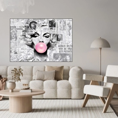 M. Monroe pink bubllegum, uramljena slika 40x50cm i 50x70cm - Img 2