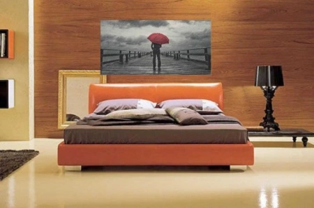Rain man with red umbrella, uramljena slika 50x100cm - Img 2