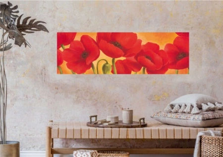 Sunny flowers, uramljena slika 35x100cm - Img 2