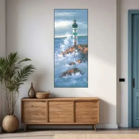 Zeleni svetionik, uramljena slika 30x70cm - Img 2