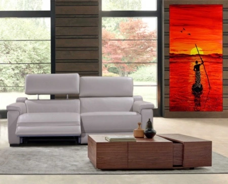 African sunset 2, uramljena slika 50 x 100 cm - Img 2