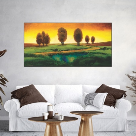 Caldo tramonto, uramljena slika 50x100cm - Img 3