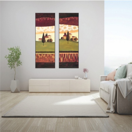 Castellina in Chianti, dve uramljene slike 30x70cm svaka - Img 2