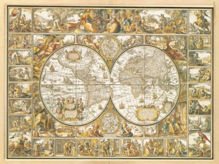 Stara mapa geografska sa zlatotiskom, dimenzije 56x71cm - Img 2