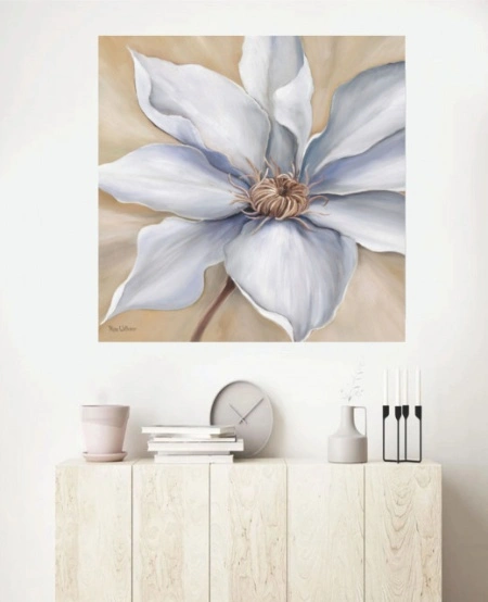 White flower 2, uramljena slika dimenzije 70x70cm - Img 2