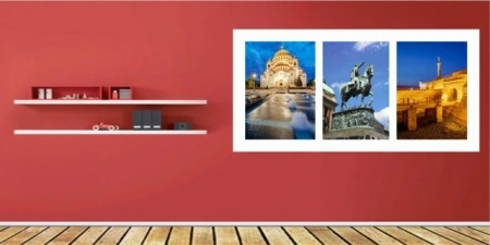 Beograd triptych, uramljena slika 50x100 cm - Img 2