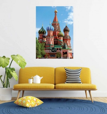 Crkva Sv Vasilija-Moskva, uramljena slika 50x70cm - Img 2